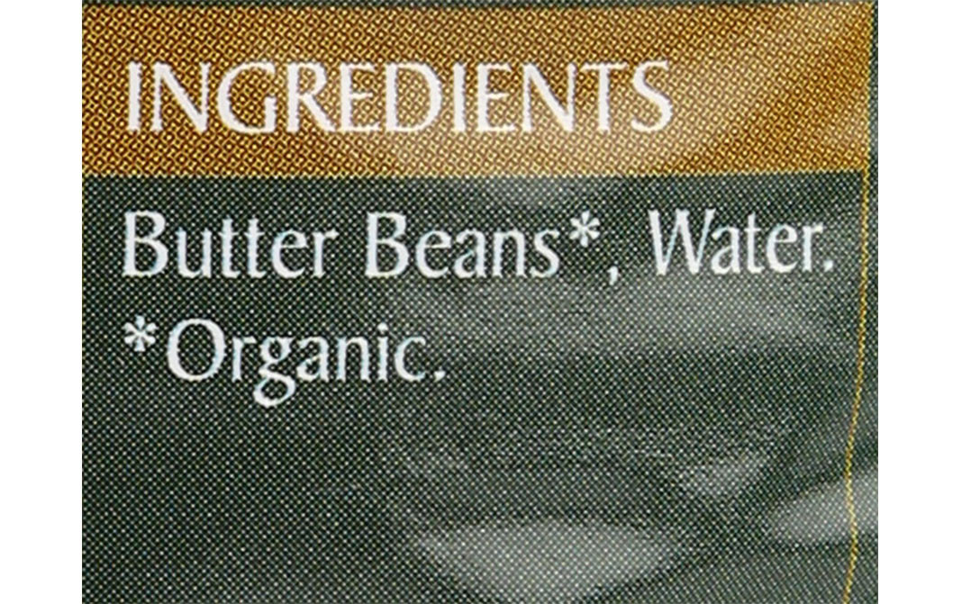 Epicure Organic Butter Beans, In Water With No Added Salt   Tin  400 grams